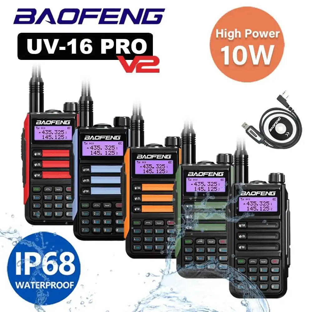 Baofeng UV-16 Pro V2 10W Dual-Band IP68 Waterproof Walkie Talkie  VHF/UHF Long Range Two Way Radio
