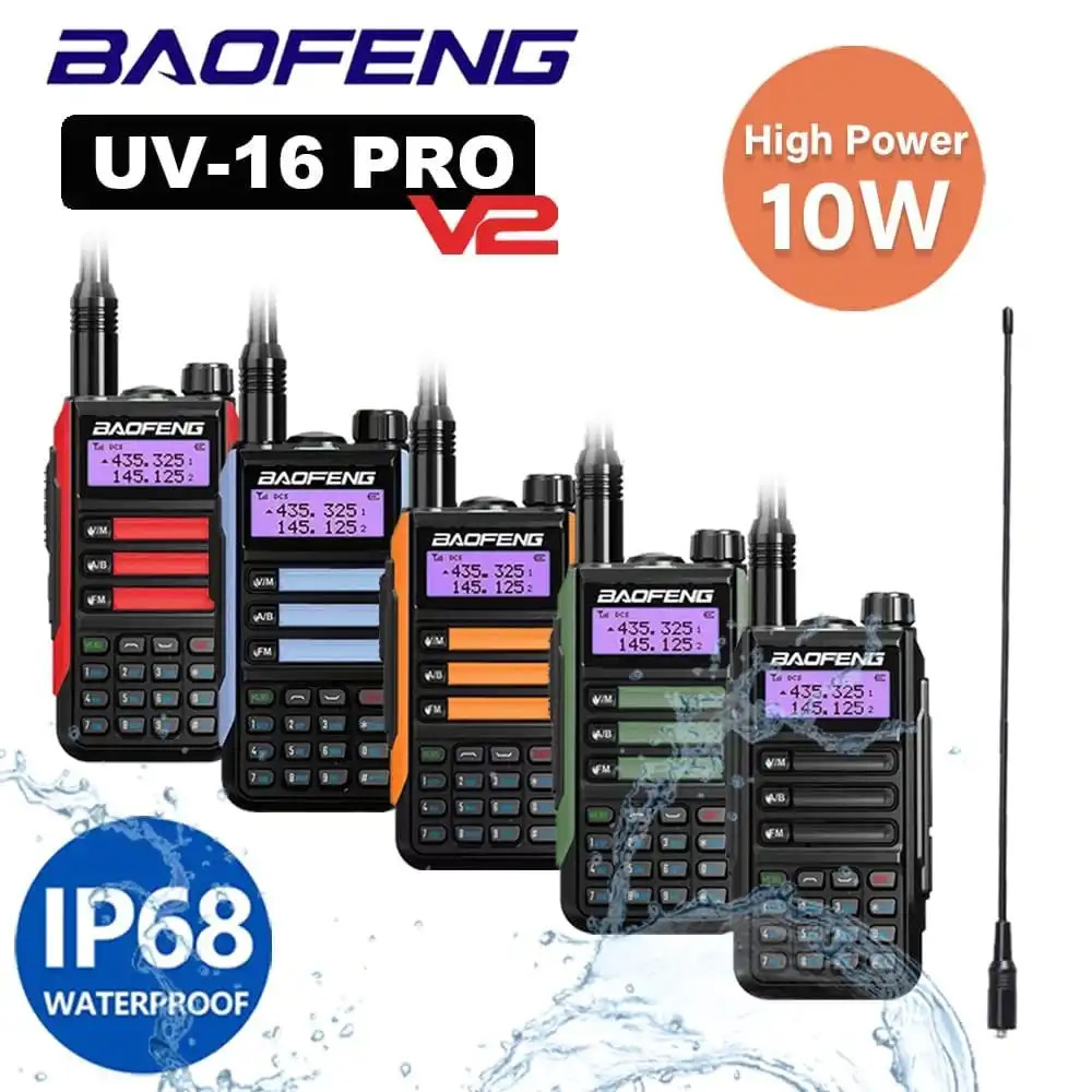 Baofeng UV-16 Pro V2 10W Dual-Band IP68 Waterproof Walkie Talkie  VHF/UHF Long Range Two Way Radio