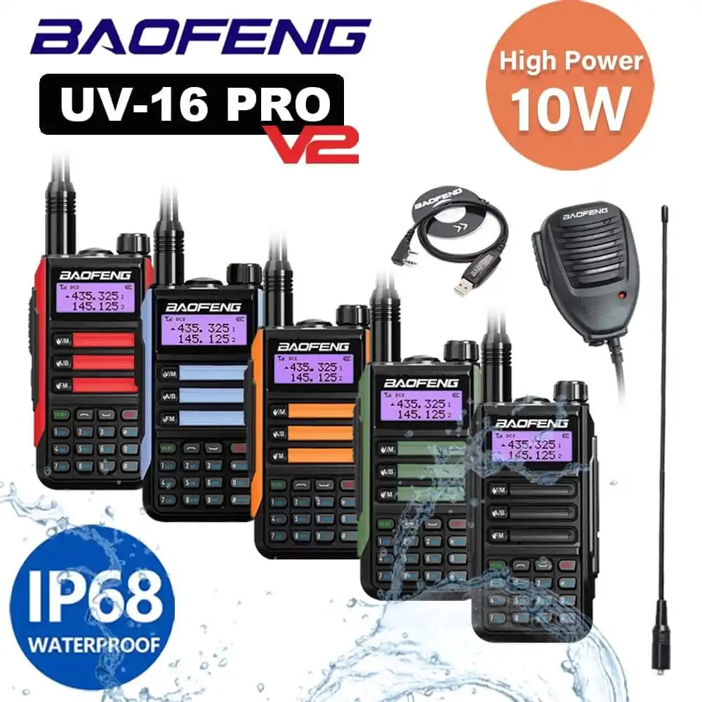Baofeng UV-16 Pro V2 10W Dual-Band IP68 Waterproof Walkie Talkie  VHF/UHF Long Range Two Way Radio