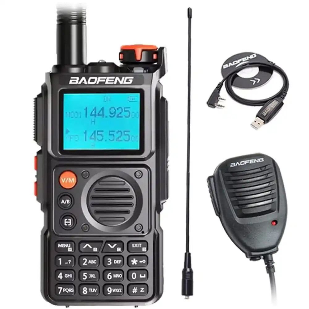 Baofeng UV-K6 Full Band Walkie Talkie AM Two-Way Radio with Type-C Long-Range Receiver With Speaker Mic And Programming Cable And NA-771 Antenna