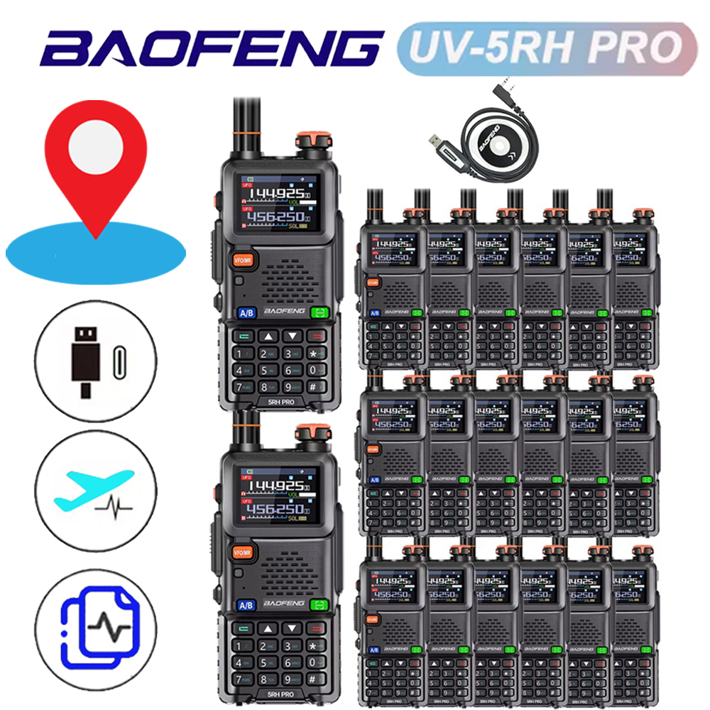 20-pack of Baofeng UV-5RH Pro GPS multi-band ham radios with programming cables