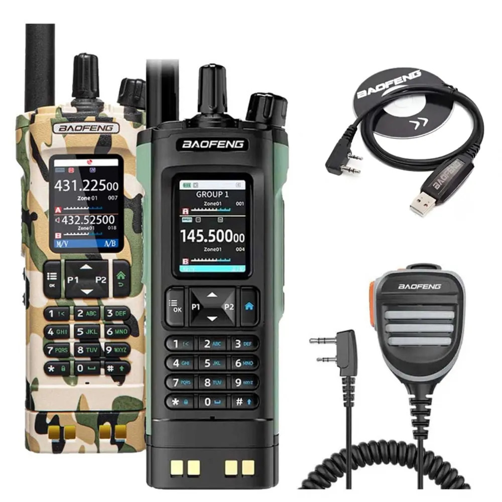 Baofeng UV-32 Walkie Talkie 10W Multi Band Walkie Talkie | Speaker Mic & Programming Cable Bundle