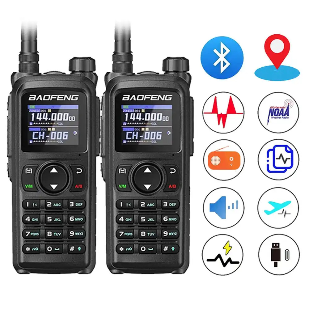 2x Baofeng UV-28 Pro GPS Bluetooth Walkie Talkie 10W Long Range Multi-Band Two-Way Radio