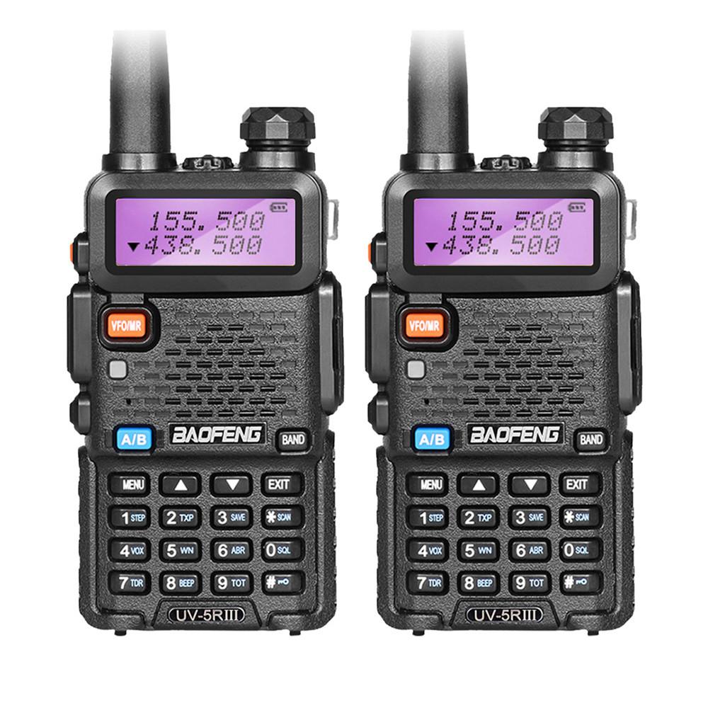 2 x BAOFENG UV-5R III Tri-Band VHF/UHF Walkie Talkies Long Range Ham Radio 