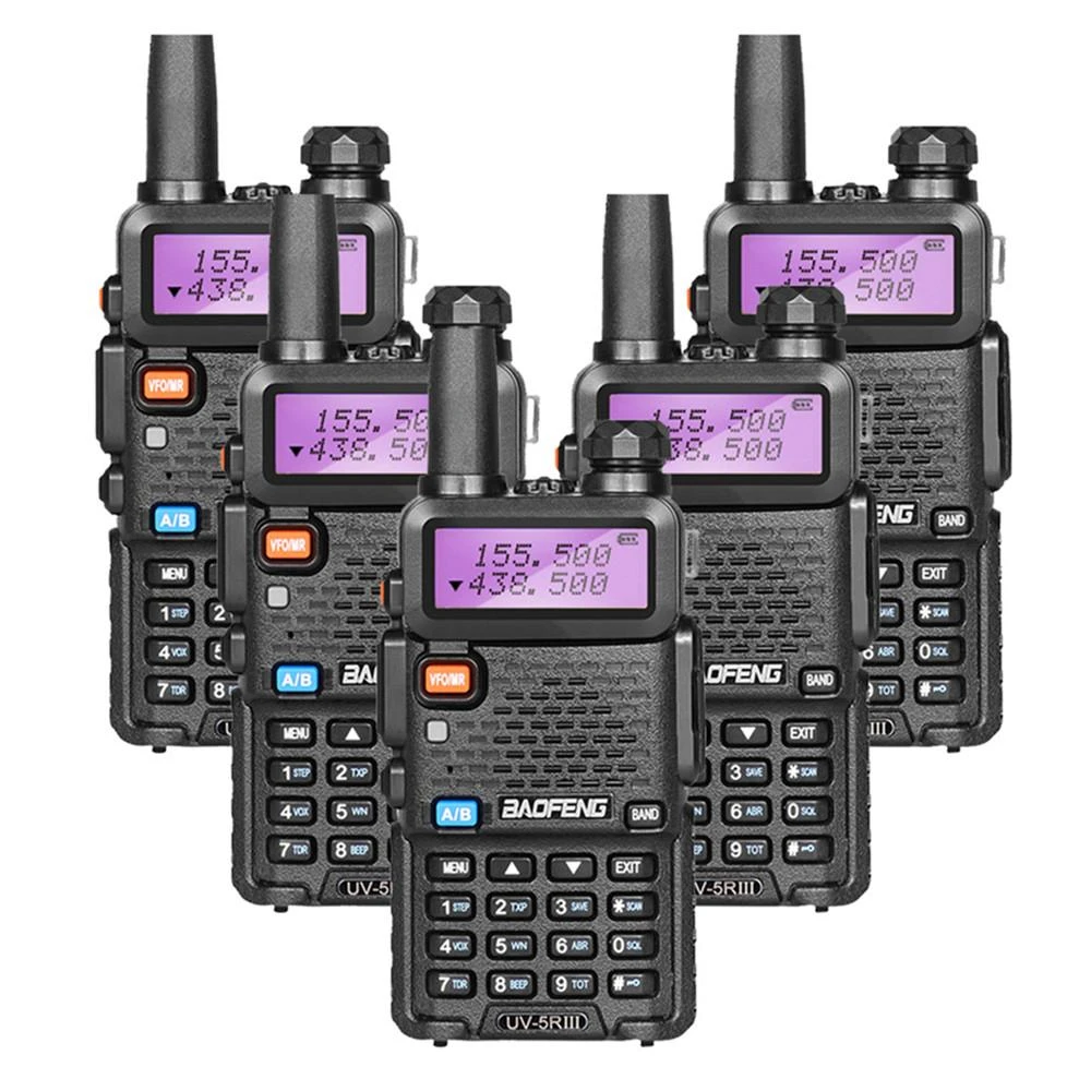 5x Baofeng UV-5R III Tri-Band VHF/UHF Walkie Talkie  Two Way Radio FM Transceiver + Earpiece 