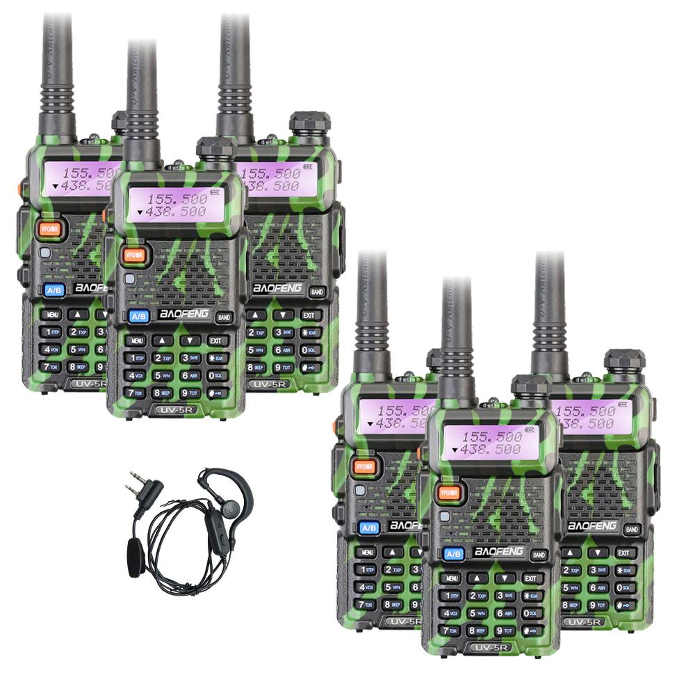 6 x BAOFENG UV-5R Dual Band Walkie Talkie Rechargeable 5W Two Way Ham Radio + Headset 