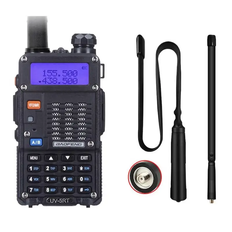 Baofeng UV-5RT 8W Walkie Talkie with + 18.8 inch Foldable CS Tactical Antenna