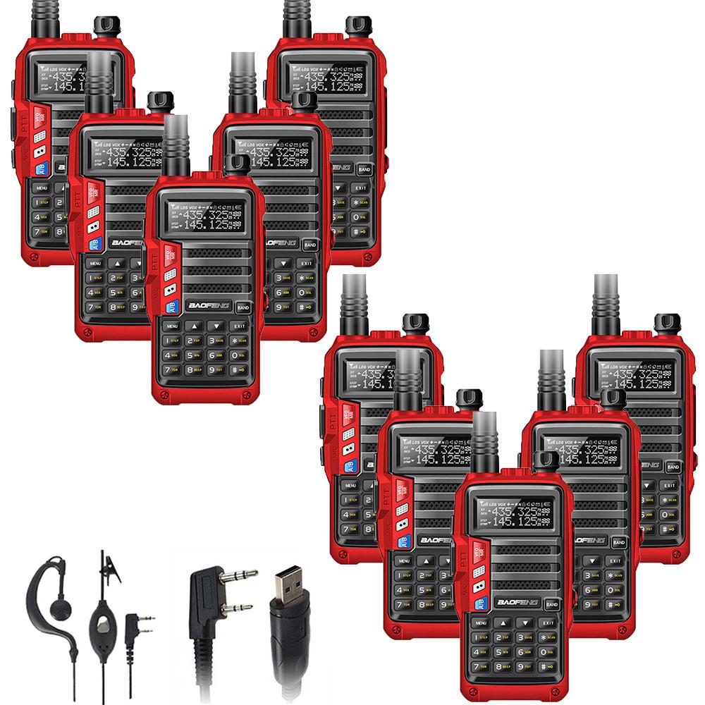 Free Cable 10 x Baofeng Red UV-S9 Tri-Band VHF UHF Walkie Talkies Two Way Radio 