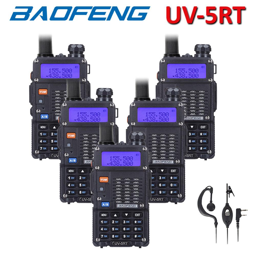 5X Baofeng UV-5RT 8W Walkie Talkie VHF/UHF 136-174/400-520MHz Two Way FM Ham Radio Receiver Long Range + Earpiece 