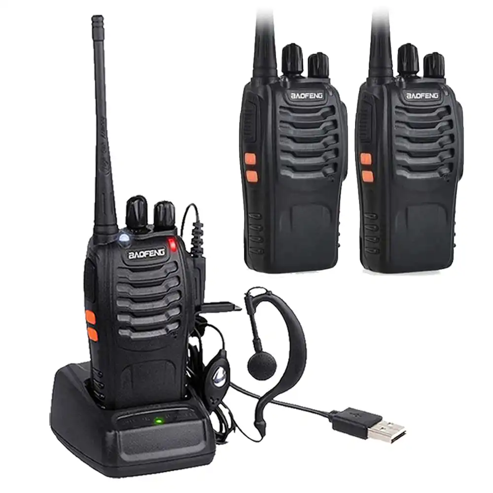 3X Baofeng BF-888S UHF Walkie Talkie Long Range VOX Two Way Radio + Earpiece