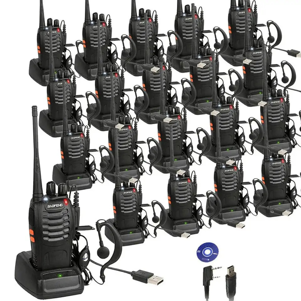 20 x Baofeng BF-888S UHF Walkie Talkie Long Range VOX Two Way Radio + Free Programming Cable Cover