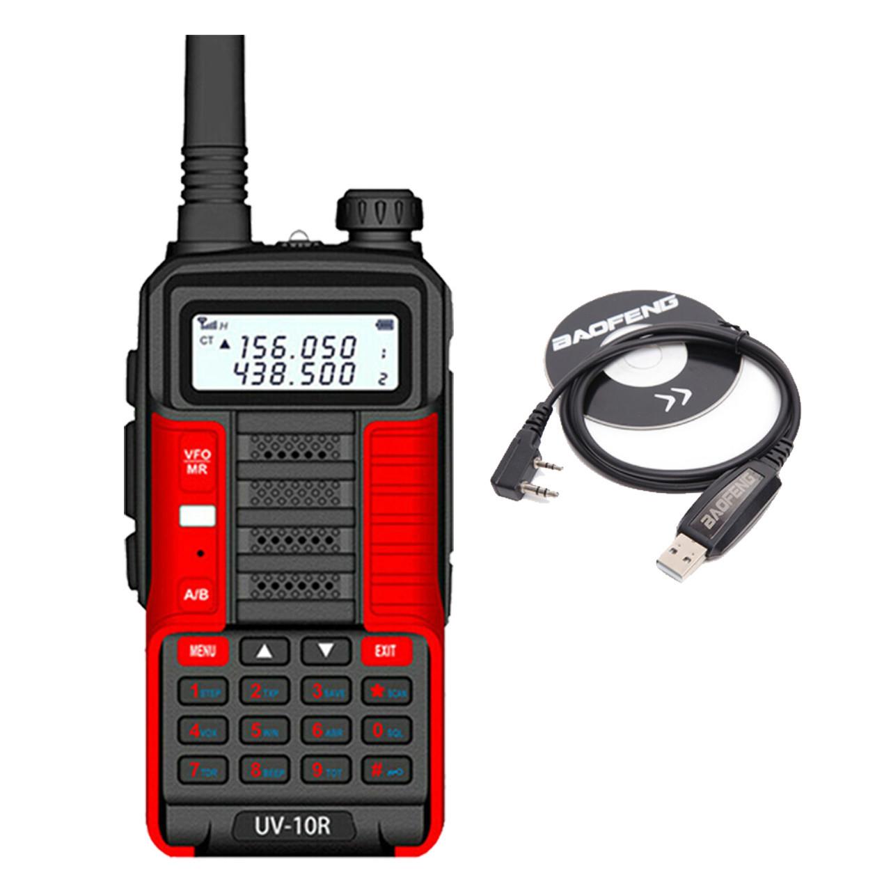 BAOFENG UV-10R 10W Dual-Band VHF/UHF 136-174/400-520MHz Walkie Talkies Long Range FM Two Way Radio + Programming Cable 