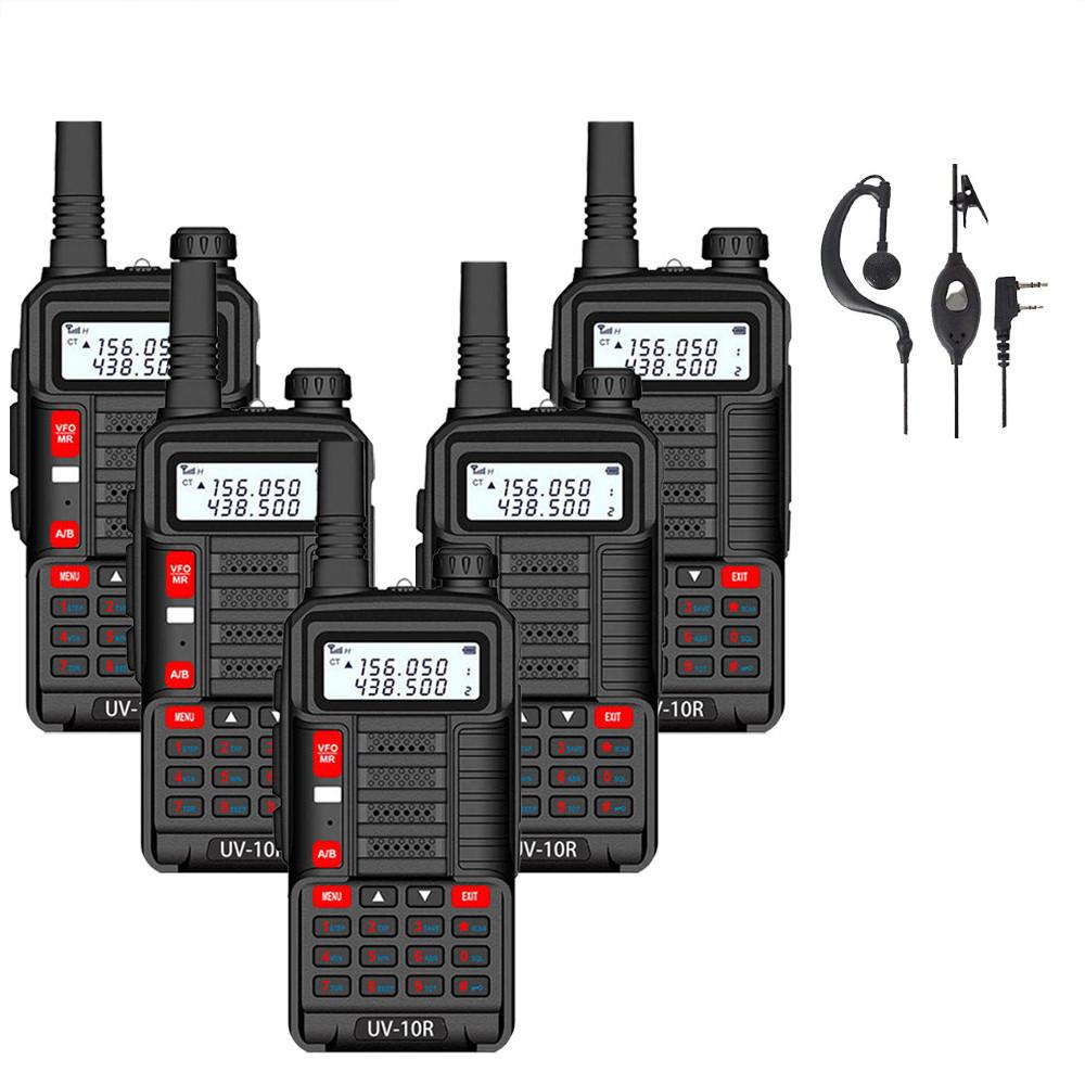 5X BAOFENG UV-10R 10W Dual-Band VHF UHF Walkie Talkies Long Range FM Two Way Radio Black Walkie Talkies 