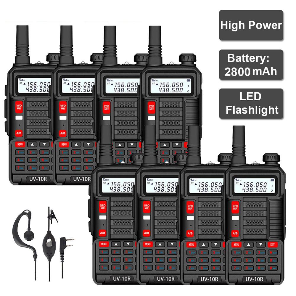 8X BAOFENG UV-10R 10W Dual-Band VHF UHF Walkie Talkies Long Range Two Way Radio Black Walkie Talkies 
