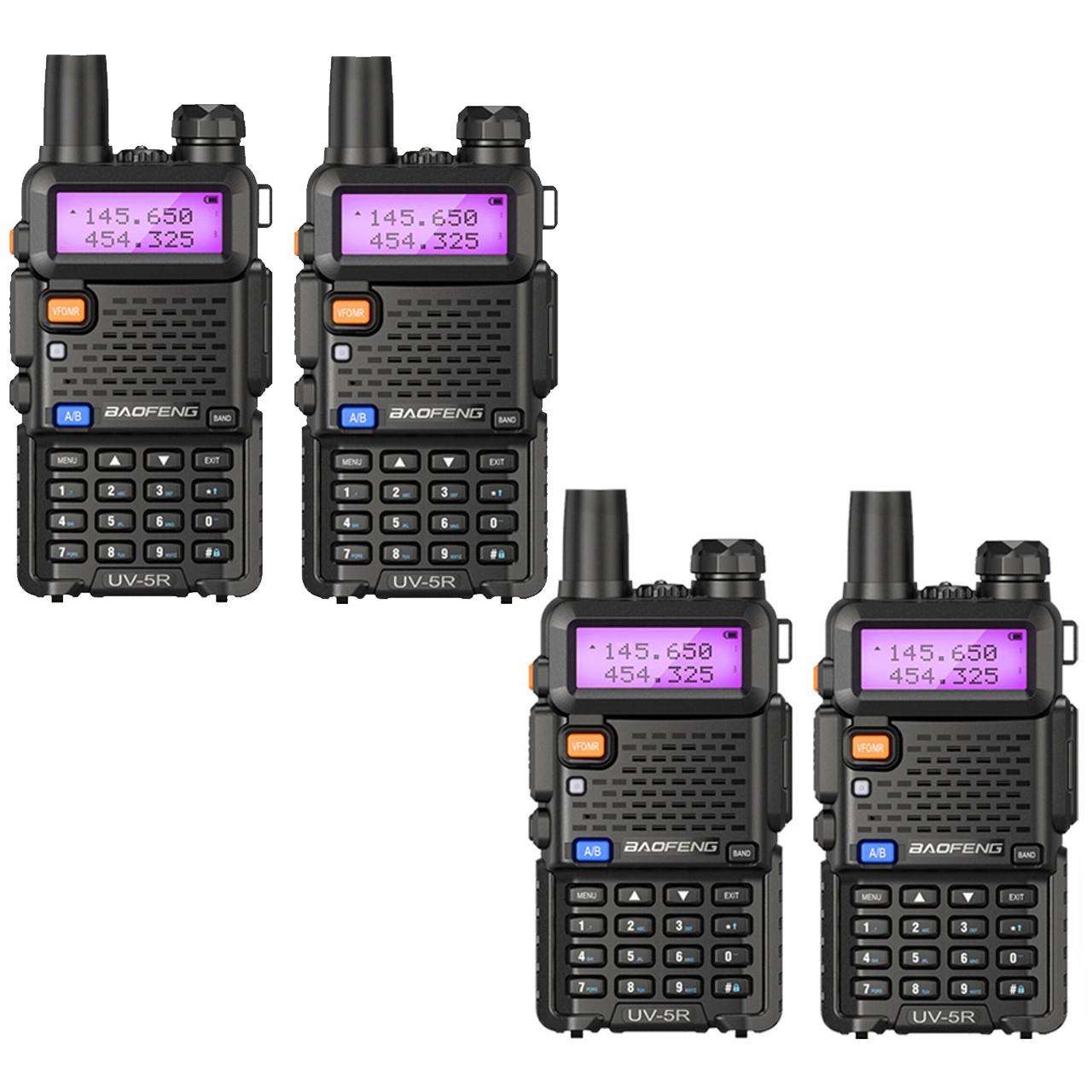 4x BAOFENG UV-5R Dual Band FM Two Way Ham Radio 5W Walkie Talkie 