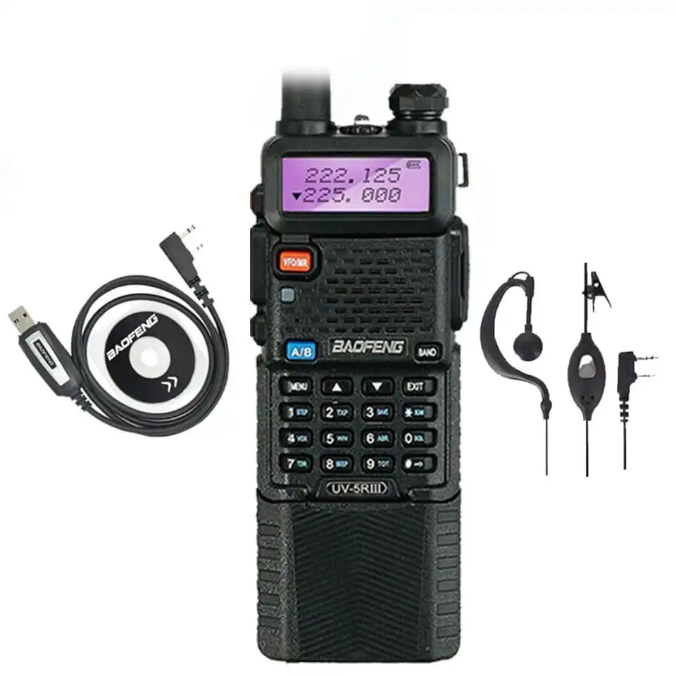 Baofeng UV-5R III Tri-Band 3800mAH 5W VHF/UHF Walkie Talkie Two Way Radio With USB Cable