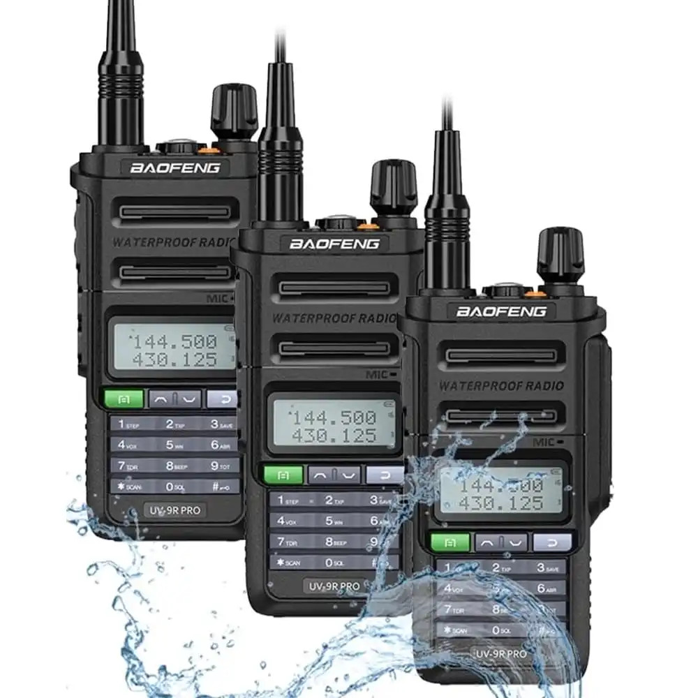 3 x Baofeng UV 9R PRO IP68 Waterproof Walkie Talkie 8W Dual Band High Power Long Range Radio + Earpiece