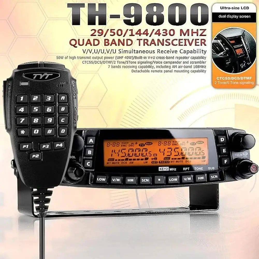 TYT TH-9800 | QUAD BAND | 50W | HF/VHF/UHF | REMOTE HEAD | CROSS BAND REPEATER |MOBILE RADIO | MOBILE TRANSCEIVER Cover
