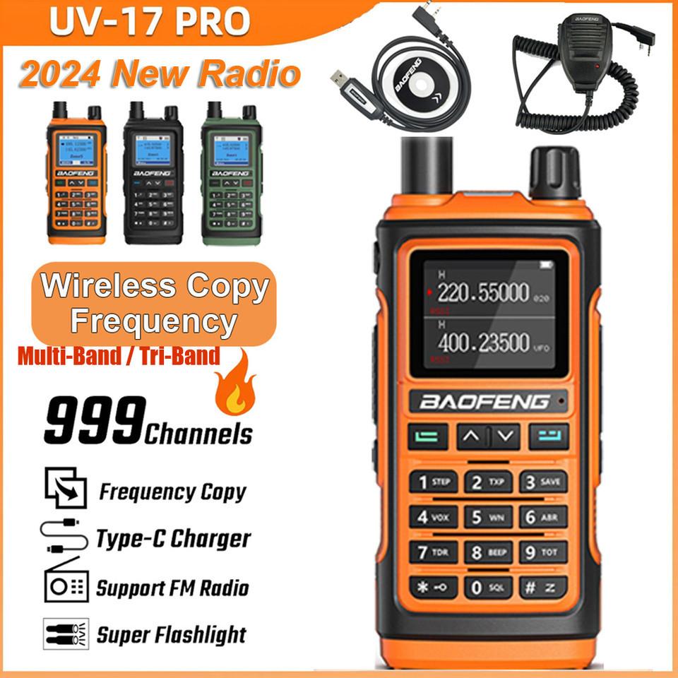Baofeng UV-17 Pro 5W  Multi Band / Tri-Band 1800mAH 999 Channels VHF/UHF Long Range Walkie Talkie Two Way Radio + Programming Cable + Speaker Mic + USB Cable 