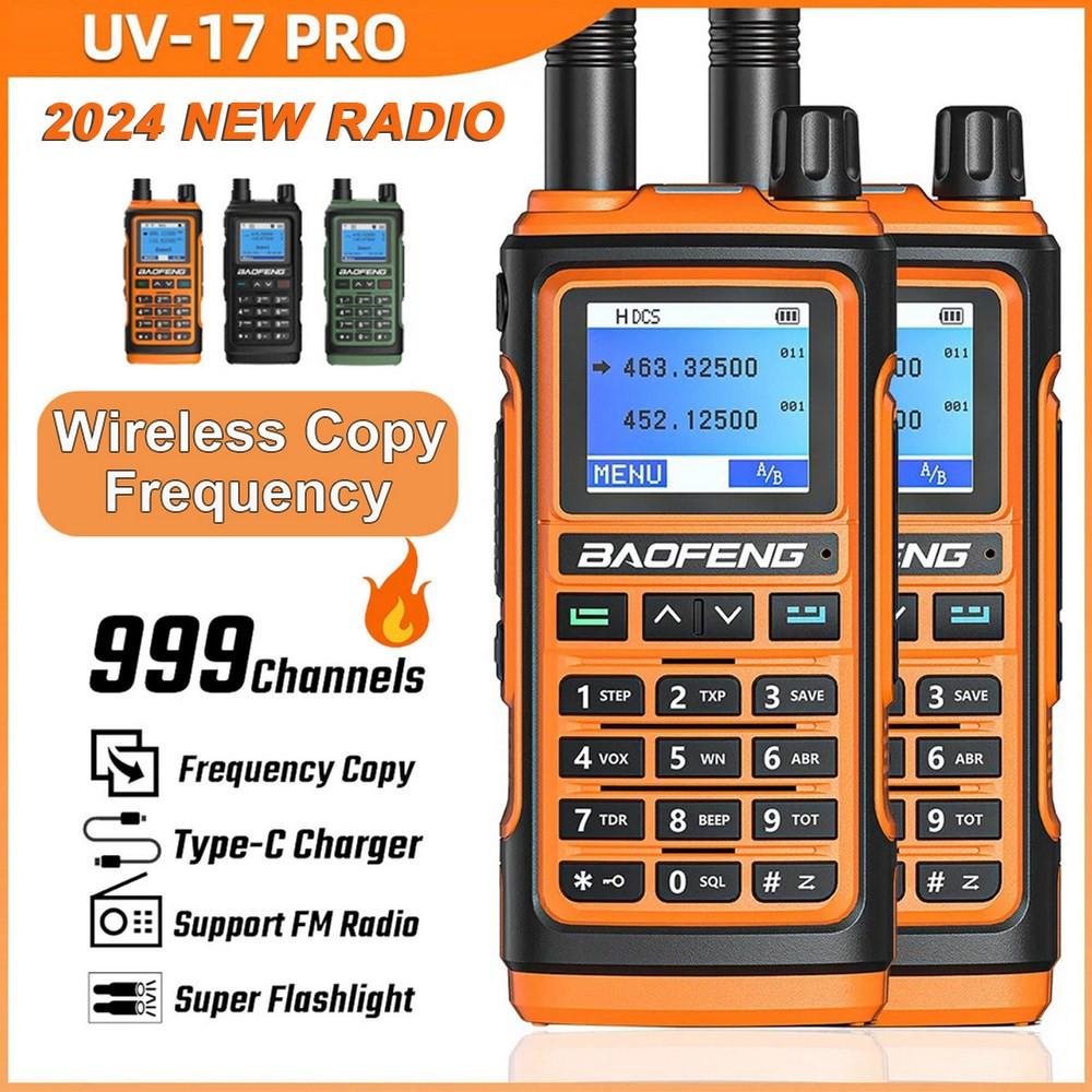 2 x Baofeng UV-17 Pro 5W  Tri-Band 1800mAH 999 Channels VHF/UHF Long Range Walkie Talkie Two Way Radio 