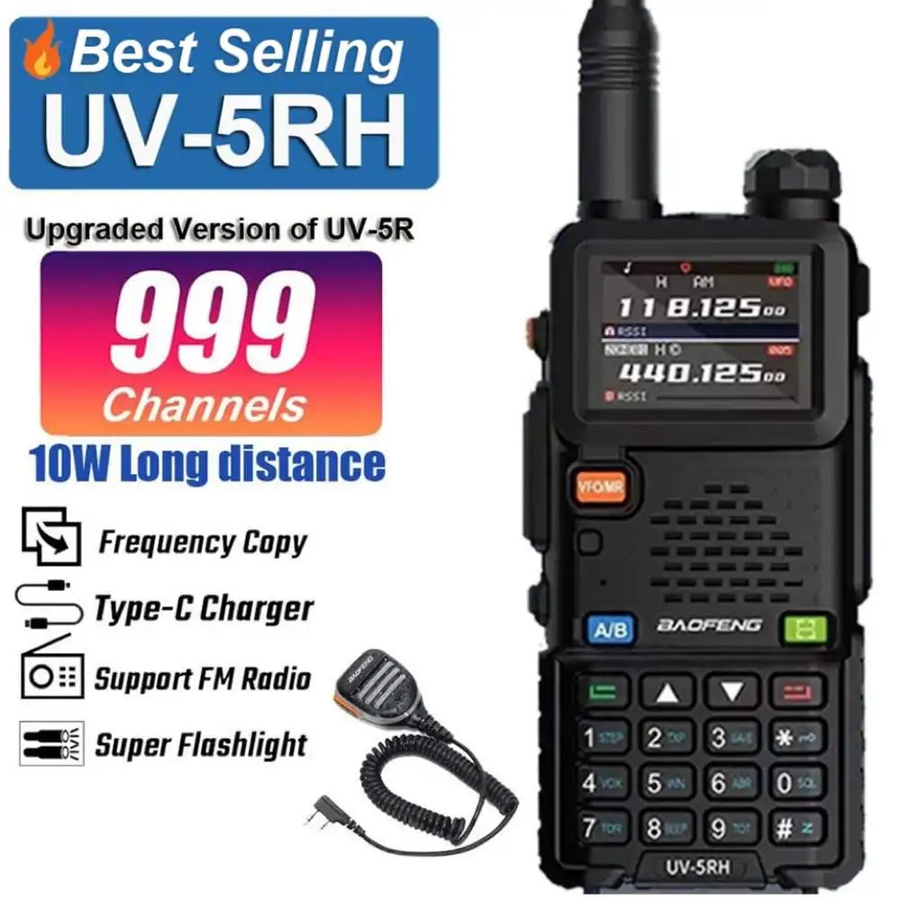 Baofeng UV-5RH 10W Tri-Band 2500mAH VHF/UHF Long Range Walkie Talkie Two Way Radio  + Waterproof  Speaker Mic New