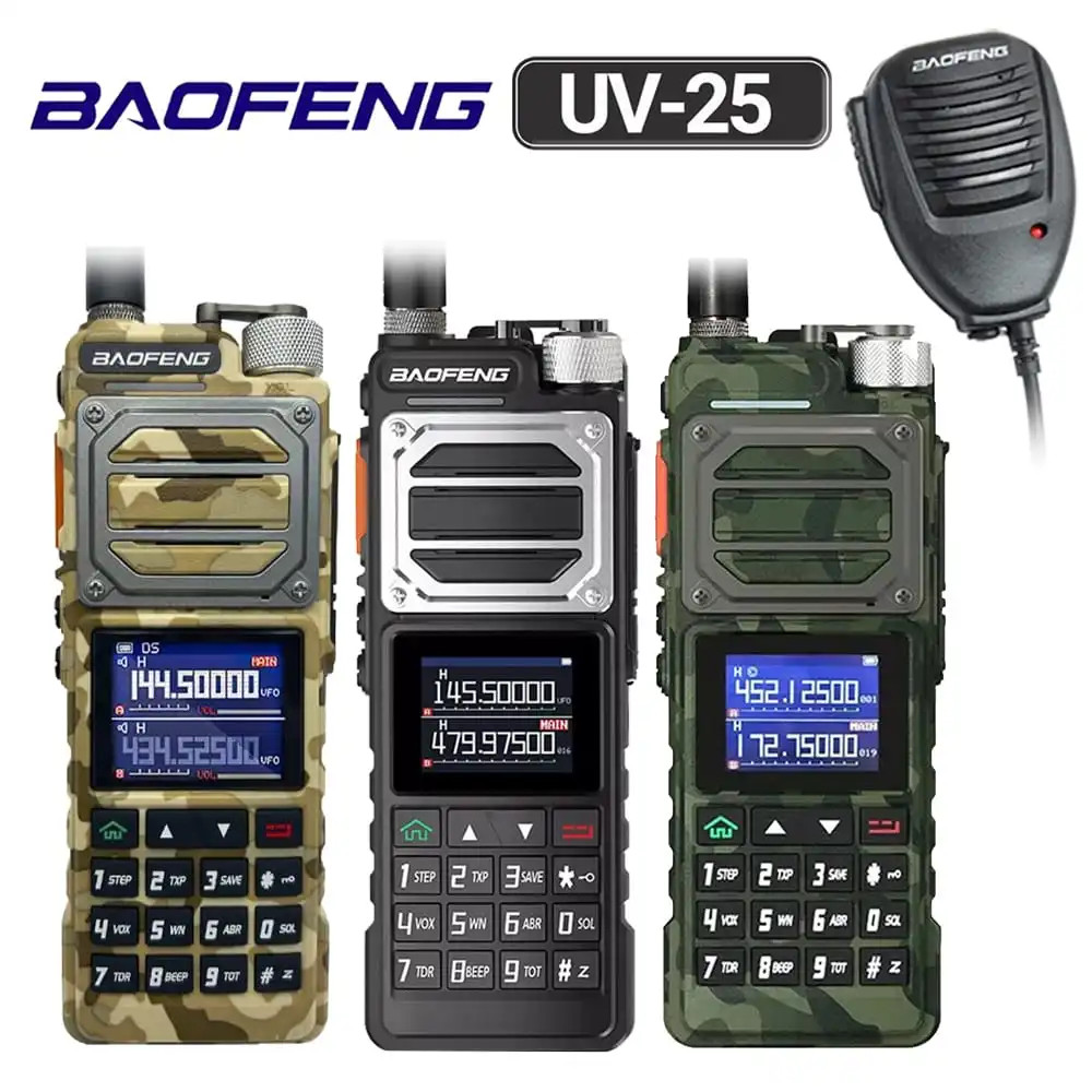 Baofeng UV-25 V2 10W Tactical Walkie Talkie Military Two Way Radio Long Range Ham Radio + Speaker Mic