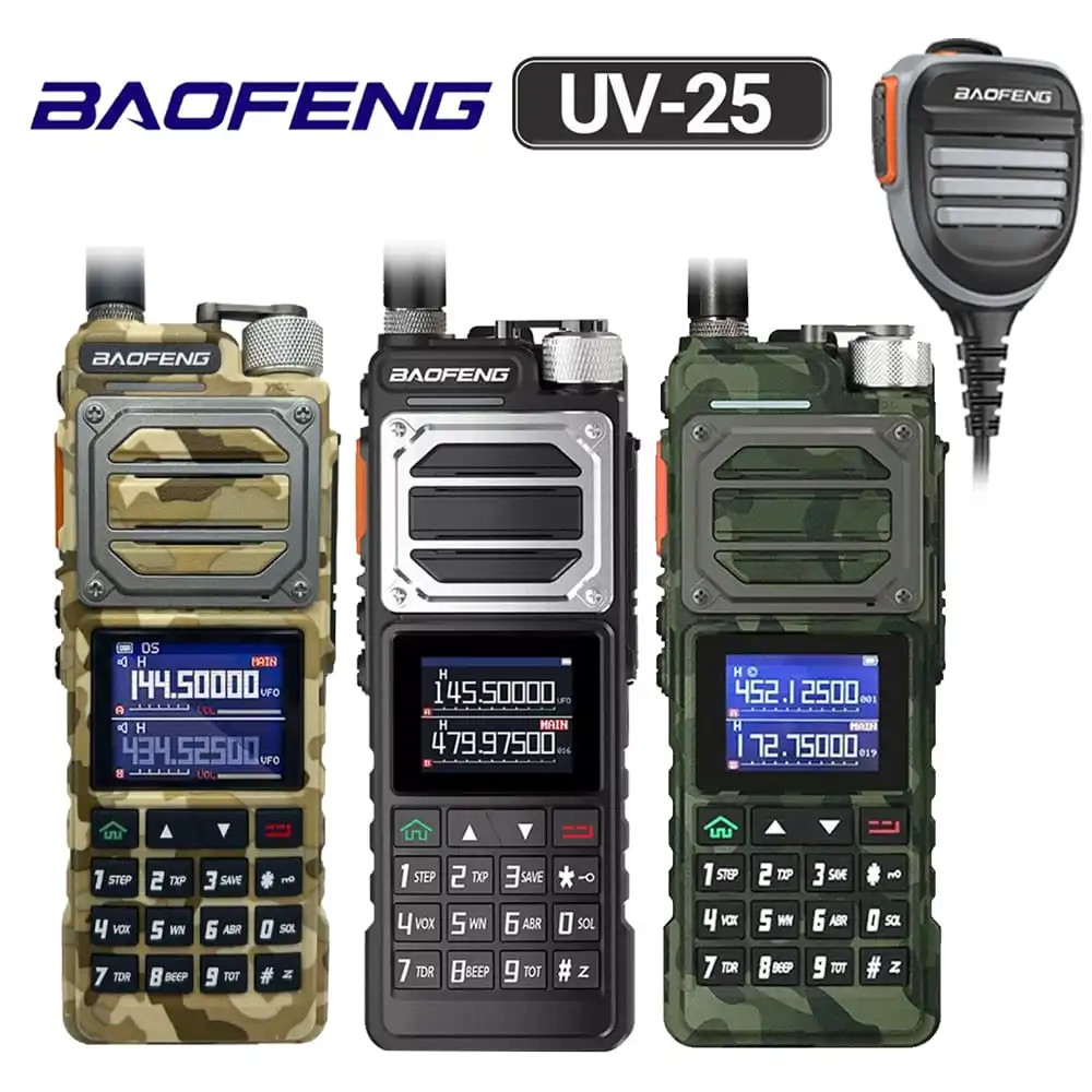Baofeng UV-25 V2 10W Tactical Walkie Talkie Military Two Way Radio Long Range Ham Radio With Waterproof Speaker Mic