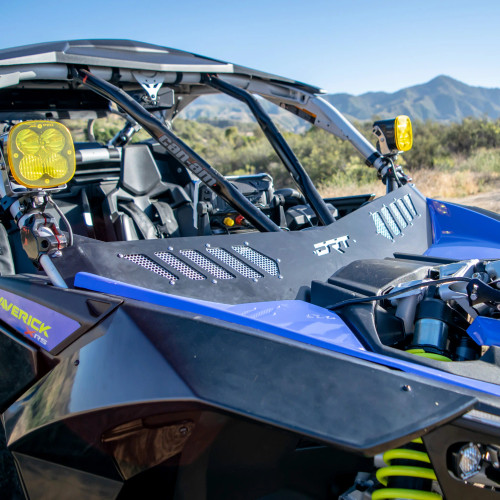 The DRT Motorsports Can-Am Maverick X3 Wind Diffuser is made for riders who want protection from the wind and dust but don’t want the hassle of a full windshield. The DRT Motorsports Can-Am Maverick X3 Wind Diffuser is made for riders who want protection from the wind and dust but don’t want the hassle of a full windshield.