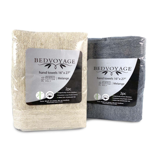 BedVoyage Melange viscose from Bamboo Cotton Hand Towel 2pk - Charcoal