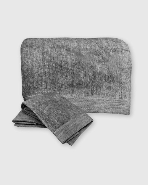 BedVoyage Melange viscose from Bamboo Cotton Bath Sheet Set 3pc - Charcoal (1 Bath Sheet, 2 Hand Towels)