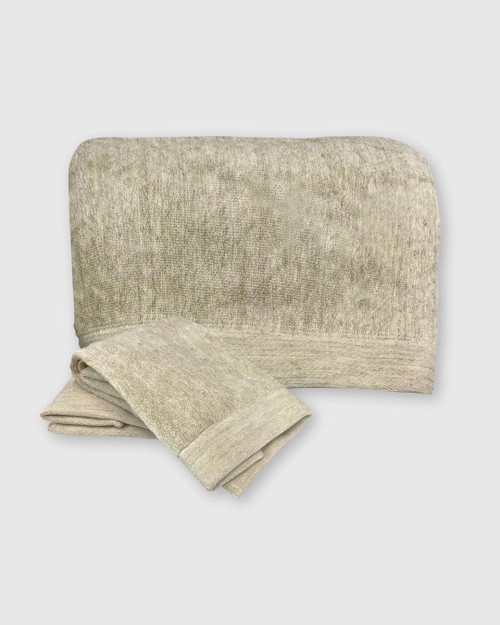 BedVoyage Melange viscose from Bamboo Cotton Bath Sheet Set 3pc - Sand (1 Bath Sheet, 2 Hand Towels)