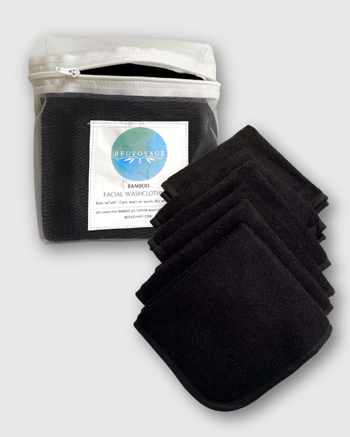 BedVoyage viscose from Bamboo Cotton Facial Washcloth, 6pk - Black