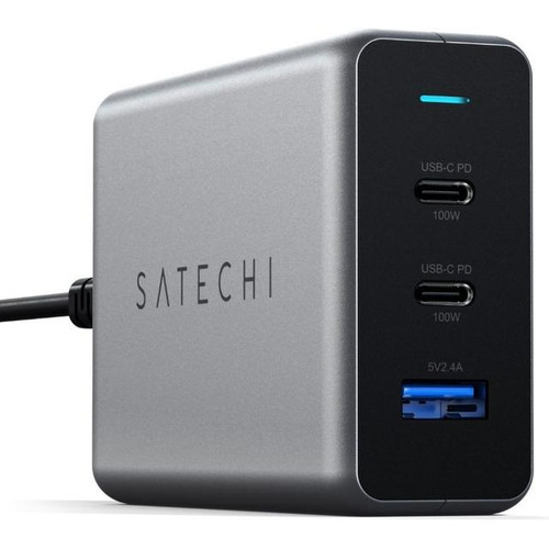 SATECHI USB-C PD Compact GaN Home Charger (100W) 2x USB-C + 1x USB 3.0 Ports -