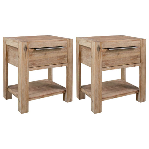 vidaXL Nightstands with Drawers 2 pcs 40x30x48 cm Solid Acacia Wood