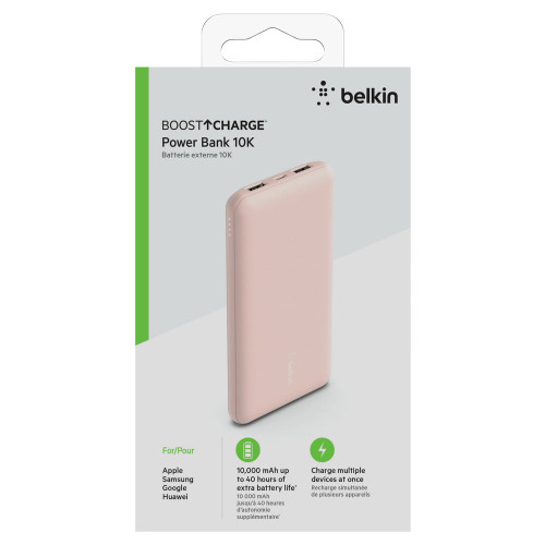 BELKIN BoostCharge Power Bank 10K mAh 15W Quick Charge 2x USB-C, 2x USB-A Ports-Pink / Power Banks / New