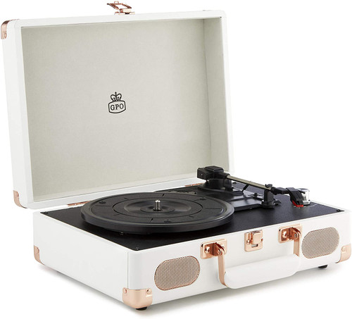 GPO Soho Vinyl Record Player + Built-in Speaker - Cream-Cream / Turntables Record Players / New