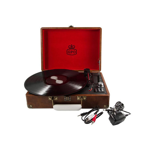 GPO Attache Vinyl Record Player Brown