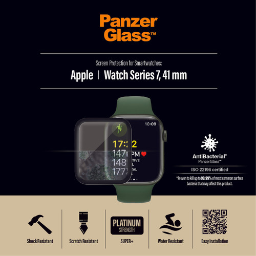 PANZERGLASS Apple Watch Series 7/8 41mm Screen Protector Glass Super Plus - Bla