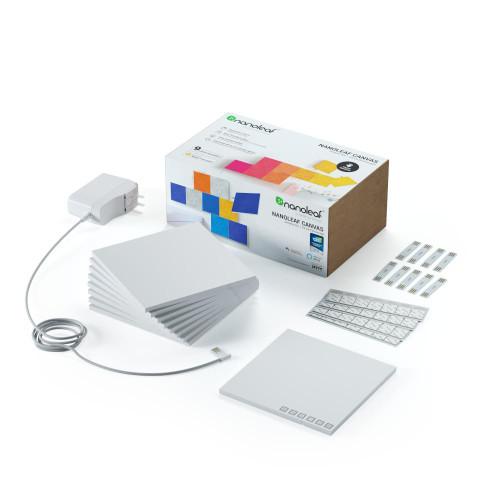 NANOLEAF Canvas Square White Expansion 9 Pack Touch and Rhythm Sensitive LED Li-White / DIY Smart LED Lighting System / New