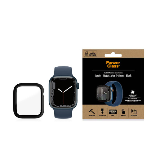 PANZERGLASS Apple Watch Series 7/8 45mm Screen Protector Full Body Case - Black-Clear / Smart Watch Cases & Straps / New