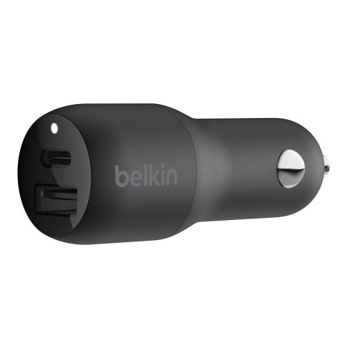 BELKIN 32W Car Charger - 20W USB-C and 12W USB-A - Black