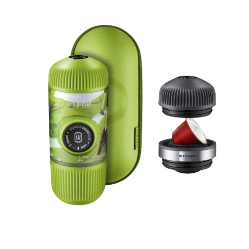 WACACO Bundle Journey Nanopresso Portable Espresso Maker with Protective Case (-Green / Portable Coffee Makers / New