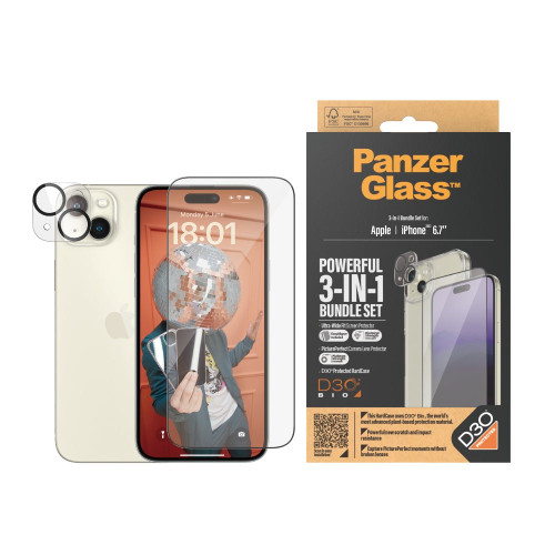 PANZERGLASS iPhone 15 Plus - 360 Bundle with D3O - ClearCase + Screen Protector