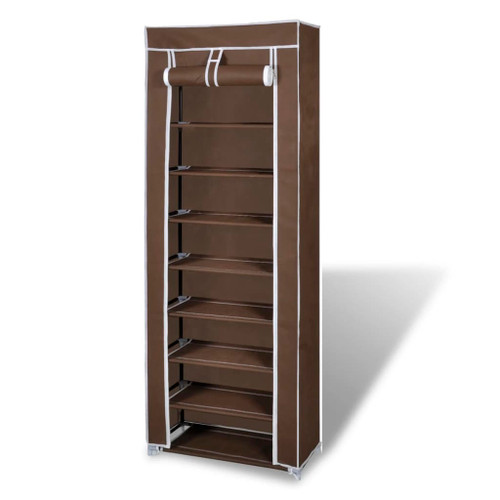 vidaXL Fabric Shoe Cabinet with Cover 162 x 57 x 29 cm Brown