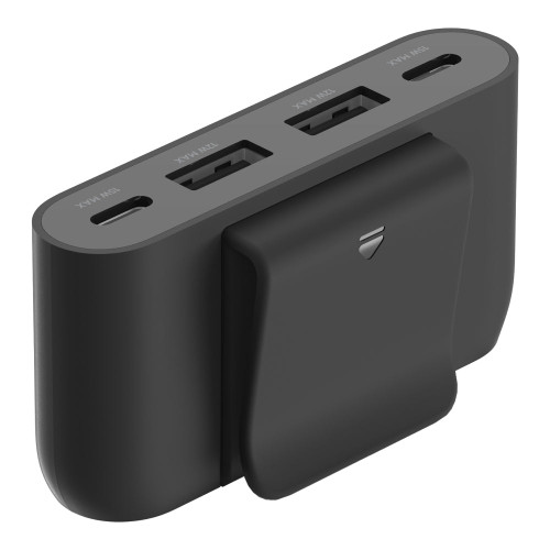 BELKIN BoostCharge 4-Port Charger 30W with Clip - 2x USB-C and 2x USB-A Ports -