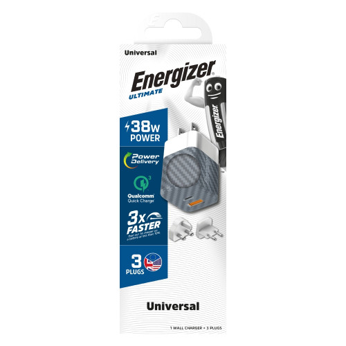 ENERGIZER Wall Charger PD QC3.0 Multi Plug 38W - Black ENERGIZER Wall Charger PD QC3.0 Multi Plug 38W - Black