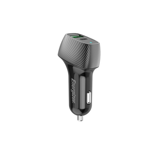 ENERGIZER D38WS Car Charger PD QC3 with 1 20W USB-C and 1 18W USB-A Port - Blac