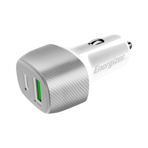 ENERGIZER D38WS Car Charger PD QC3 with 1 20W USB-C and 1 18W USB-A Port - Whit-White / Car Chargers / New