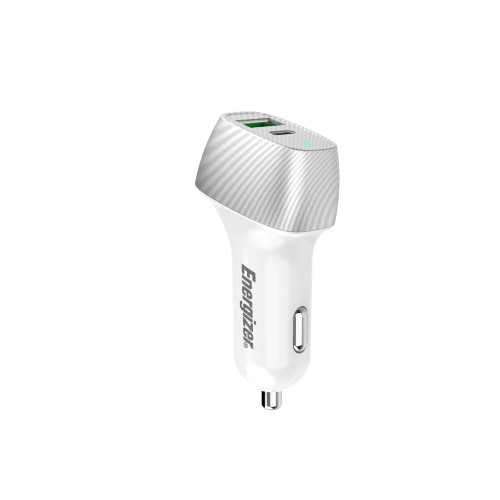 ENERGIZER D38WS Car Charger PD QC3 with 1 20W USB-C and 1 18W USB-A Port - Whit-White / Car Chargers / New