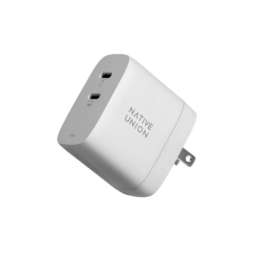 NATIVE UNION Fast GaN Charger PD 67W 2x USB-C Charger Multi Plug - White